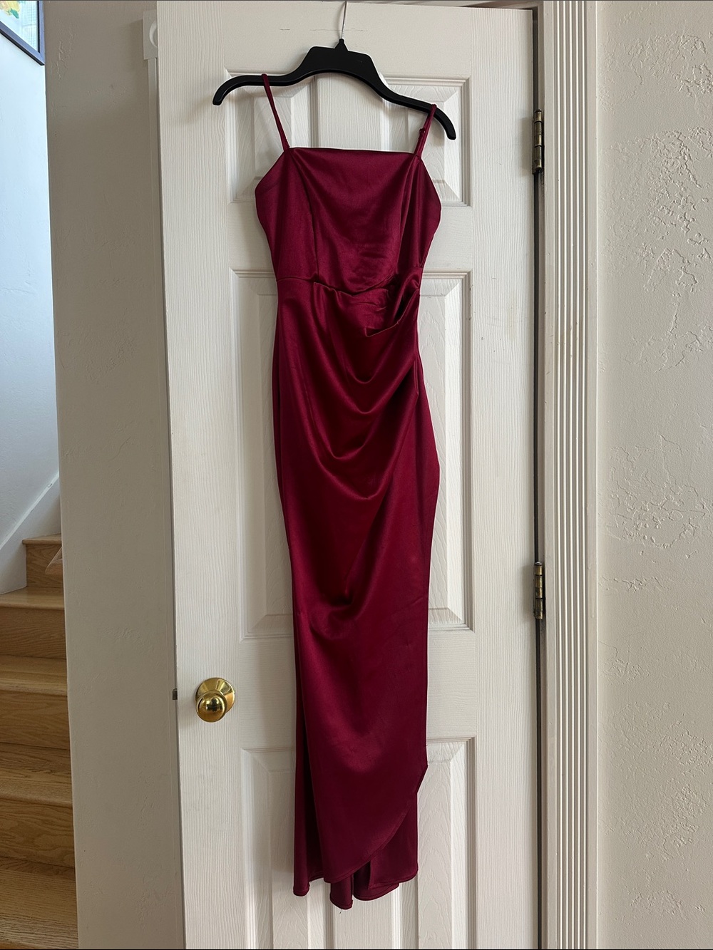 Honey and Rosie Burgundy Satin Gown